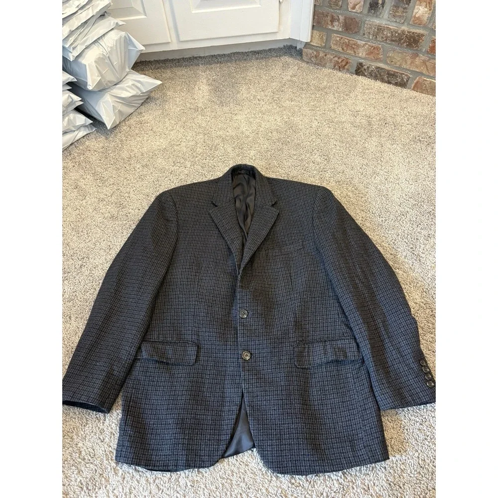 Ralph Lauren Chaps Mens Blazer Size 42R  Houndstooth Sport Coat Jacket Vintage
